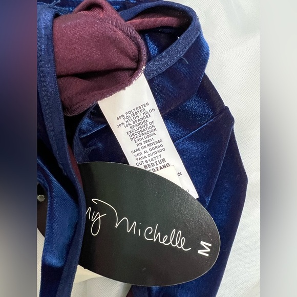 NWT My Michelle Y2K Blue Velvet Burnout Floral Beaded Sleeveless Maxi Dress M - Picture 12 of 13